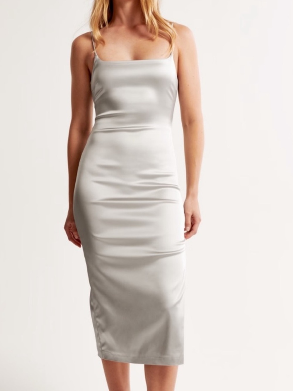 Abercrombie & Fitch Satin Midi Dress in Silver